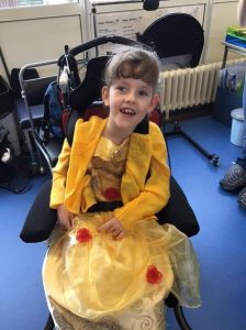 Aoibheann dressed as Belle from her favourite movie, Beauty and the Beast